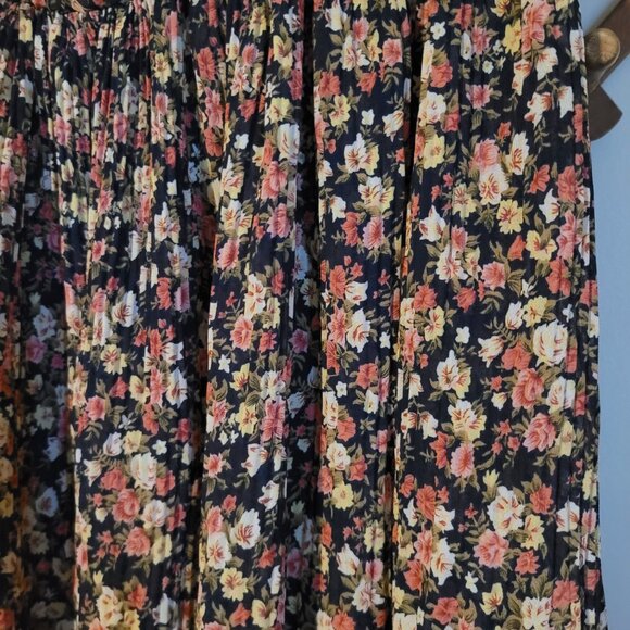 Vintage Sag Harbor Floral Pleated Crinkle Elastic Waist Midi Skirt SZ 1X - Picture 2 of 4
